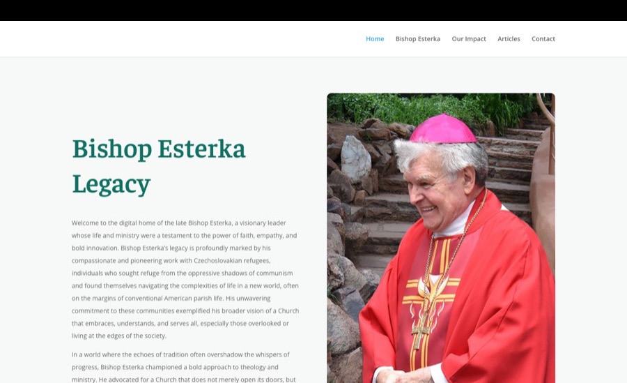 Home page of the Bishop Esterka Trust website