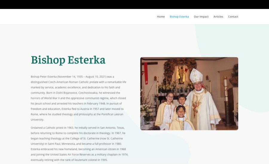 The page about Bishop Esterka
